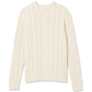 Amazon Essentials Men's Ivory Fisherman Cable Crewneck Sweater 100% Cotton Sz 2x